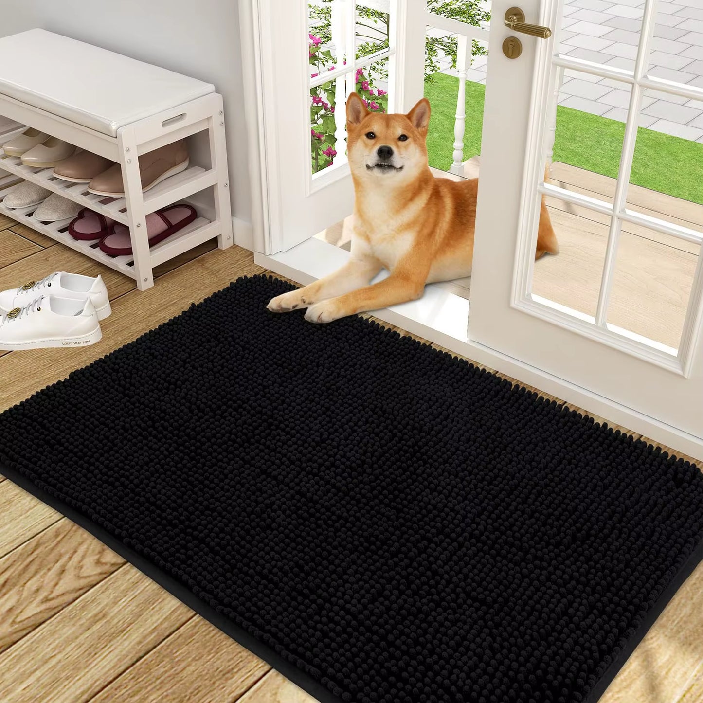 Dogs Entry Indoor Door Mat Dirt Absorbent Non-Slip Washable Mat Quick Dry Microfiber Mud Mat Dog Door Mat for Muddy Paws
