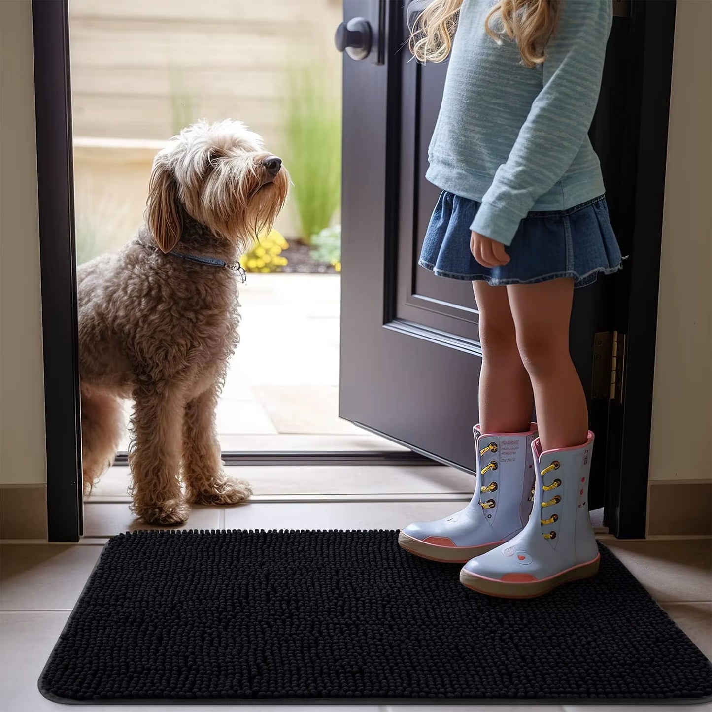 Dogs Entry Indoor Door Mat Dirt Absorbent Non-Slip Washable Mat Quick Dry Microfiber Mud Mat Dog Door Mat for Muddy Paws
