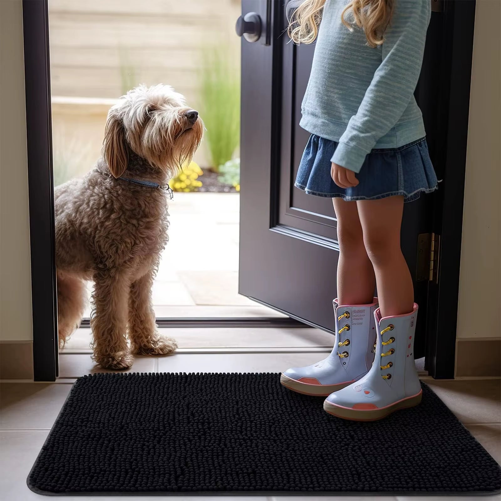 Dogs Entry Indoor Door Mat Dirt Absorbent Non-Slip Washable Mat Quick Dry Microfiber Mud Mat Dog Door Mat for Muddy Paws