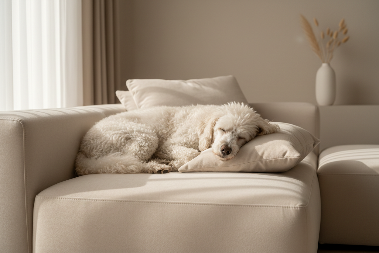 Poodle durmiendo sin preocupaciones